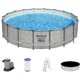 BESTWAY Steel Pro Max Frame Pool Set 549 x 122 cm steinoptik inkl. Filterpumpe