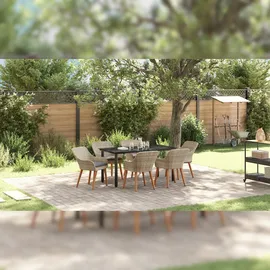 vidaXL Essgruppe 7 pcs Hellgrau Poly Rattan vidaXL