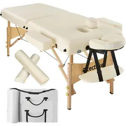 TECTAKE 2-Zonen Massageliege-Set 7,5cm Polsterung + Rollen + Taschebeige