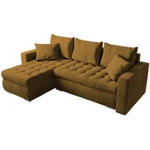 bromarkt Ecksofa LUIS Schlaffunktion Bettkasten L-Form 238x148x88cm Senf - Gelb