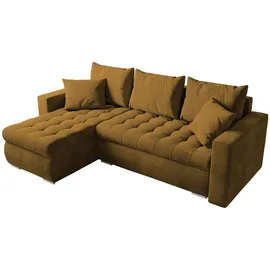 bromarkt Ecksofa LUIS Schlaffunktion Bettkasten L-Form 238x148x88cm Senf - Gelb
