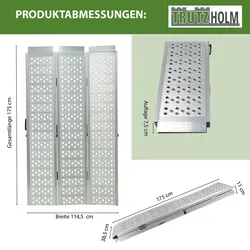 Baumarktplus DREIBREIT by TRUTZHOLM 3-fach Auffahrrampe klappbar 175 cm 1020 kg Alu grau gelocht Verladerampe