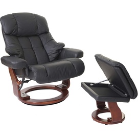 Robas Lund MCA furniture Calgary XXL mit Hocker, bis 180 kg belastbar, Echtleder schwarz, walnuss