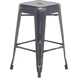 Beliani Barhocker 2er Set Schwarz/Gold Metall 60 cm Industriell