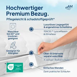 AM Qualitätsmatratzen Premium 7-Zonen 140 x 180 cm H4