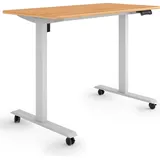 eSmart Germany ETX-121GM 120 x 60 cm Ahorn-Nachbildung Ergonomischer Steh-Sitz-Schreibtisch auf Rollen Stufenlos elektrisch höhenverstellbar 78,5 ...