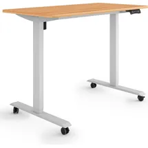 eSmart Germany ETX-121GM 120 x 60 cm Ahorn-Nachbildung Ergonomischer Steh-Sitz-Schreibtisch auf Rollen Stufenlos elektrisch höhenverstellbar 78,5 ...