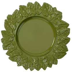 Dekoteller 35cm Kunststoff Blätter - Grün