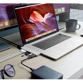 Hyper HyperDrive USB C Hub 8-in-2 Sanho Typ C MacBook Pro Hub mit HDMI-Mini-Diaplay-Anschluss Thunderbolt 3 USB-C 3.1 Stromversorgung SD/MicroSD-Kartenleser für MacBook Pro & Air 13 "15" Silber