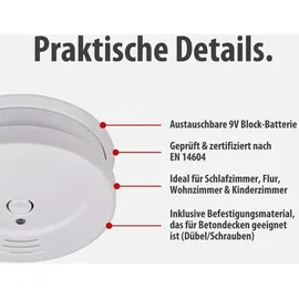 Brennenstuhl Rauchmelder Set: 6 zuverlässige Feuermelder mit austauschbarer Batt