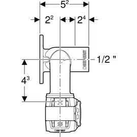 Geberit Doppelanschlusswinkel FlowFit d= 25mmxRp 1/2x25mm, 52mm, 90Grad