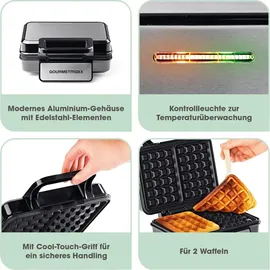 GOURMETmaxx Waffeleisen Belgische Waffeln 1200W Edelstahl/schwarz | Schwarz