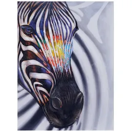 MCW Wandbild Zebrakopf, 100% handgemaltes Ölgemälde Gemälde XL, 90x120cm
