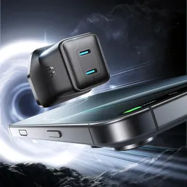 Joyroom JR-TCG17 45W 2 x USB-C Wandladegerät (UK-Stecker) – Schwarz