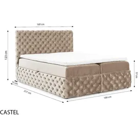 yourhouse24 Boxspringbett Castel (Bonell-Matratze und Topperr), mit zwei Bettkästen | Ikoo 5 | 200x200