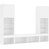 vidaXL 5-tlg. Wohnwand mit LED-Beleuchtung Weiß Holzwerkstoff