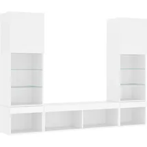 vidaXL 5-tlg. Wohnwand mit LED-Beleuchtung Weiß Holzwerkstoff
