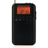 Sunydog HRD-104 Portable AM ​​/ FM Stereo Radio Tasche 2-Band Digital Tuning Radio Mini-Empfänger Outdoor-Radio mit Kopfhörer Lanyard 1,3 Zoll LCD-Display
