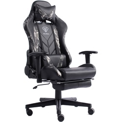 Gaming Stuhl mit Fußstütze und ergonomsichen 4D-Armlehnen gaming chair in ergonomischer Sportsitz Optik Gamer Stuhl mit verstellbaren Rückenstützkissen Bürostuhl