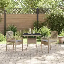 vidaXL 3-tlg. Garten-essgruppe Beige Poly Rattan Vidaxl821844