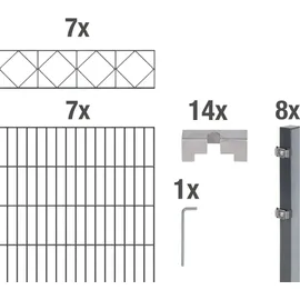 GAH Alberts Doppelstabmattenzaun 14 m x 120 cm Anthrazit