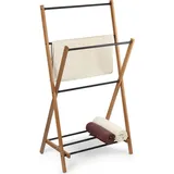 Kadax Handtuchhalter aus Holz, Wäscheständer mit Trockenfläche bis 3,5m,