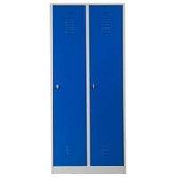 PROREGAL Garderobenspind Camel | 2-Fächer| HxBxT 180x80x50 cm | Vorhängeschloss | Grau-Blau