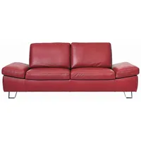 Moderano 2,5-Sitzer, Rot, Metall, Echtleder, Dickleder, 240x85x91 cm, Goldenes M, Typenauswahl, Fußauswahl, Lederauswahl, Stoffauswahl, Hocker erhältlich, Rücken echt, Wohnzimmer, Sofas & Couches, Sofas, 2-Sitzer Sofas