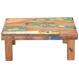 creedwood Niedriger BEISTELLTISCH Mix Recyclingholz, Natur bunt, 60cm | Blumenhocker, Pflanzen Hocker, Natur Sofatisch, Ablagetisch, Patchwork Hocker, Beistellhocker