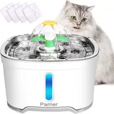 Katzenbrunnen,Trinkbrunnen Katzen, Katzenbrunnen für Katzen mit Wasserstand Fenster, Parner Wasserbrunnen für Katzen mit 4 Stück Hygienefilter & 1 Silikonmatte,Trinkbrunnen für Haustiere mit LED-Licht