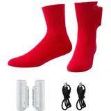 1 Set Beheizte Socken, Waschbar, Einstellbare Temperatur, Energieeffizienter Thermischer Heizfußwärmer Zum Radfahren-Rot A