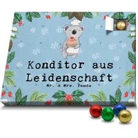 Mr. & Mrs. Panda Schoko Adventskalender Konditor Leidenschaft - Blau Pastell - Geschenk, Patissier, Ausbildung, Kuchenbäcker, Firma, Schenken, Abs... - Blau