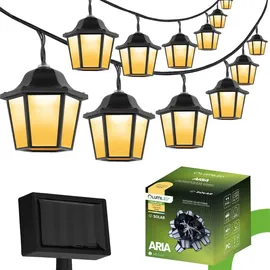Lumiled Lichterkette Laterne Solar außen 10 Laterne LEDs 3,8 Meter Warmweiß 3000K Solarlichterkette Laternen Outdoor Lichterketten Hochzeit Balko... - Schwarz