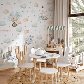 Muralo Sticker Set für Mädchen und Jungen - Aquarell Aufkleber Wandsticker Tattoo für Kinderzimmer - Wandaufkleber Tiere in den Wolken Motiv - Br.120cm x Hö.60cm