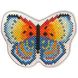 RTO EHW022 Schmetterling Kreuzstichset auf Holzplatte, Baumwolle, Mehrfarbig, 7.3x7.3 cm