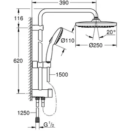 Grohe Vitalio Start System 250 Flex Duschsystem mit Kopf- & Handbrause