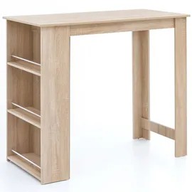 KADIMA DESIGN Bartisch 120x107,5x60 cm Stehtisch Holz Küchenbartisch, Bartresen mit integriertem Regal, Bar-Bistrotisch,