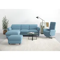 sit&more Ecksofa »Grenoble L-Form mit Federkern«, wahlweise mit Bettfunktion, Bettkasten, Arm- und Kopfteilverstellung, blau