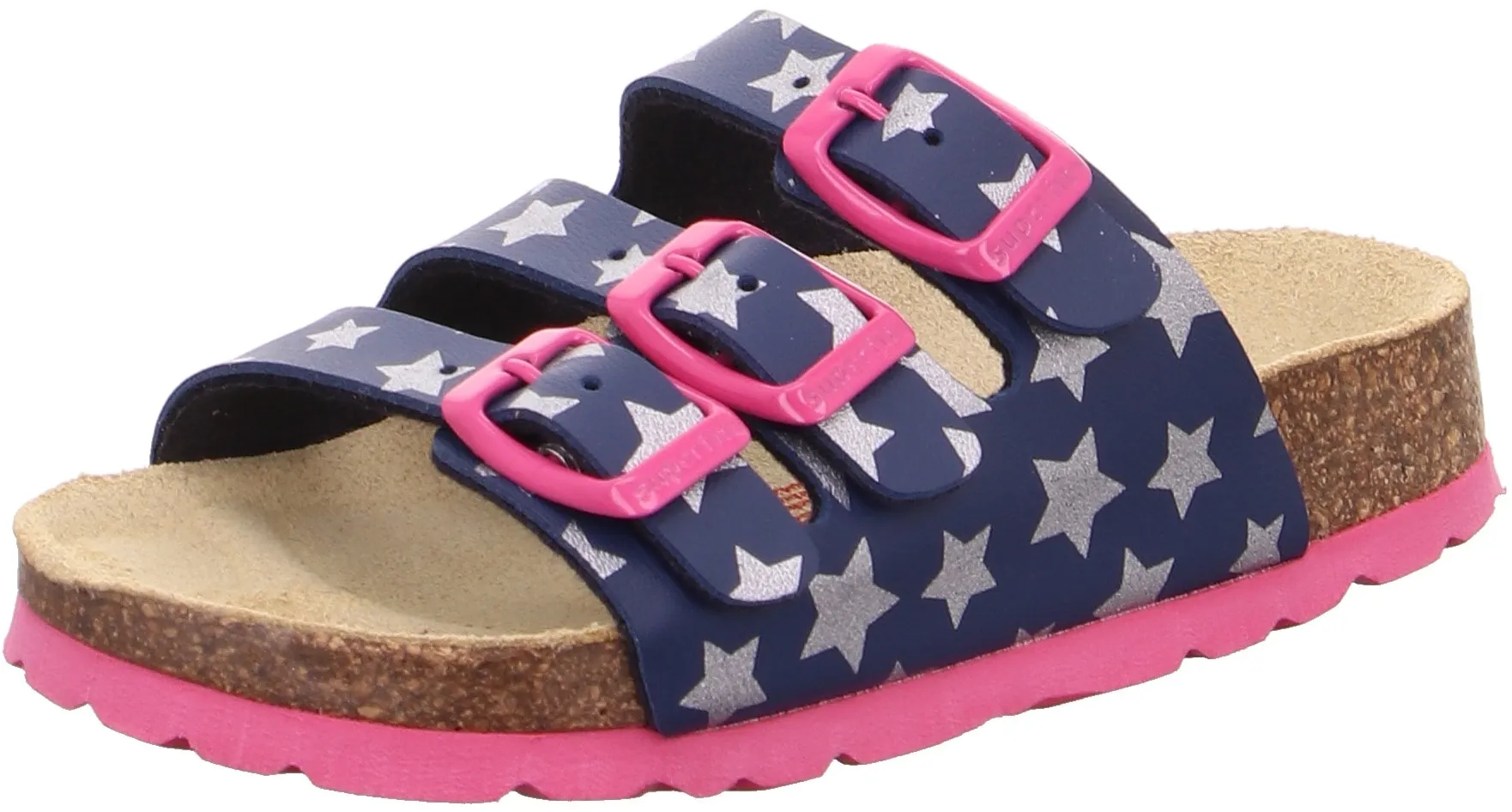 Hausschuh »Fußbettpantolette WMS: Mittel«, Sommerschuh, Schlappen, Hausschuh mit allover Print, Gr. 36, blau-pink Sterne, , 79202905-36