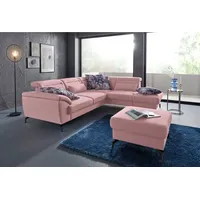 sit&more Ecksofa Percy L-Form, 12 cm Fußhöhe, Sitztiefenverstellung, wahlweise in 2 Fußfarben rosa