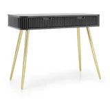 Deine Möbel 24 Schminktisch, Schwarz, Gold, 2 Schubladen, 103x80x49 cm, Wohnzimmer, Wohnzimmertische, Konsolentische