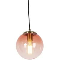 QAZQA - Art Deco Hängelampe Messing mit rosa Glas