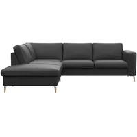 FLEXLUX Ecksofa »Fiore, L-Form«, breite Armlehnen, Füße Alu/Eiche, B/T 241/225 cm, Kaltschaum im Sitz schwarz