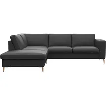 FLEXLUX Ecksofa »Fiore, L-Form«, breite Armlehnen, Füße Alu/Eiche, B/T 241/225 cm, Kaltschaum im Sitz schwarz