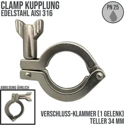 CLAMP Verschluss Klammer (1-Gelenk) Teller 34 mm - PN 25 bar