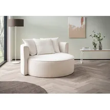 LeGer Home by Lena Gercke XXL-Sessel Isalie Samt 153 x 98 x 145 cm Beige mit Hocker