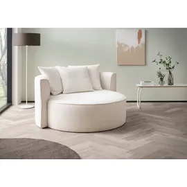 LeGer Home by Lena Gercke XXL-Sessel Isalie Samt 153 x 98 x 145 cm Beige mit Hocker