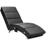 CASARIA Relaxliege Massage Heizfunktion 186x89x55cm Ergonomisch Gepolstert 180 kg Belastbarkeit Wohnzimmer Chaiselongue Relaxsessel Schwarz