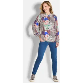 GOLDNER Leichte Printbluse mit Patchwork-Muster Braun 42