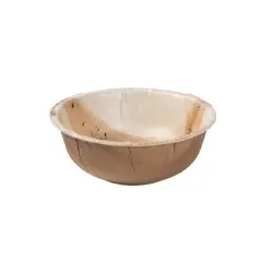 Greenbox Palmware® Schalen stapelbar, rund, Fettbeständige Einwegschalen mit natürlicher Maserung, für den sofortigen Genuss, 1 Packung = 25 Stück, Fassungsvermögen: 425 ml